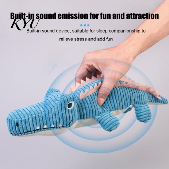 Aggressive Chewers Toys for Dogs Corduroy Crocodile Dog Toy, Squeaky Plush Chew Soft Teeth Grinding Boredom Relief Stuffed Animal Small To Medium