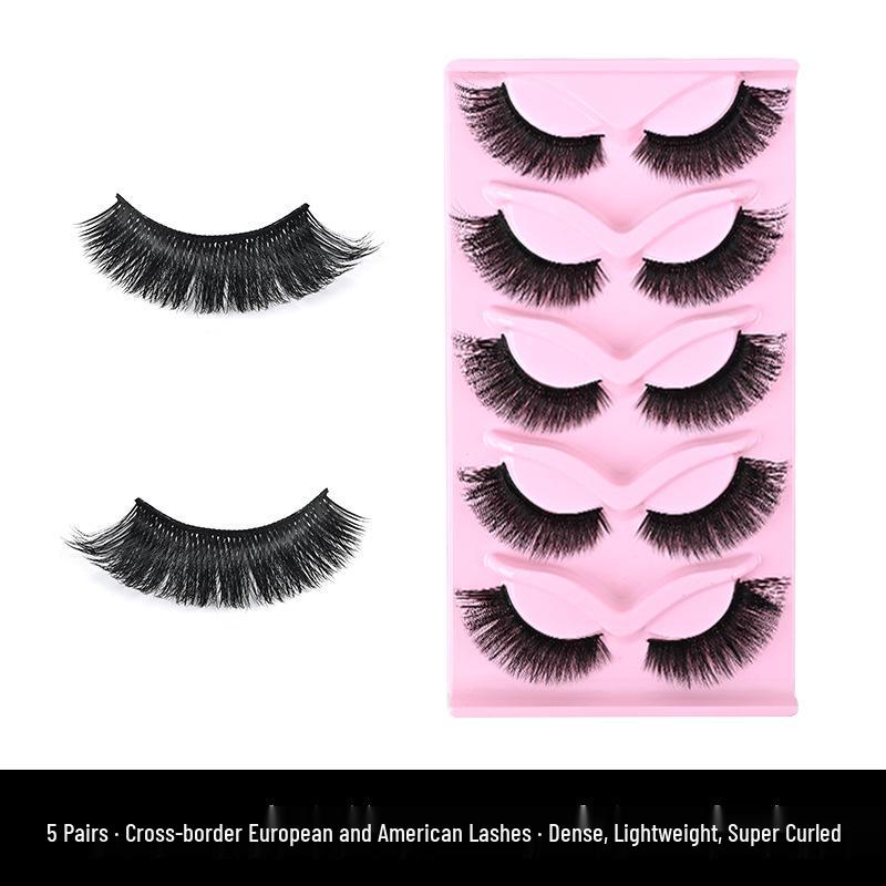 Natural Self-Adhesive False Eyelashes - 5 Pairs of Thick, Long, Individual Lashes for Beauty Makeup