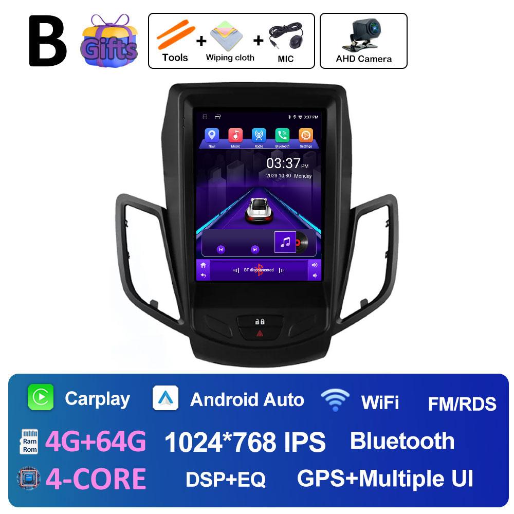 Wireless Carplay DSP Stereo For Ford Fiesta MK7 2009 2010 2011 2012 2013 2014 2015 2016 Android 14 Cooling fan GPS Navigation BT