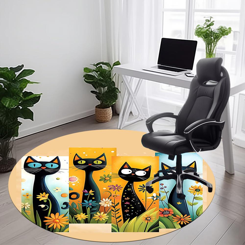 1PC Cat Garden Office Round Area Rug, Mat Suitable ForOffice, Under Office Chairs Bedroom Living Room Home Decor, Room Deco