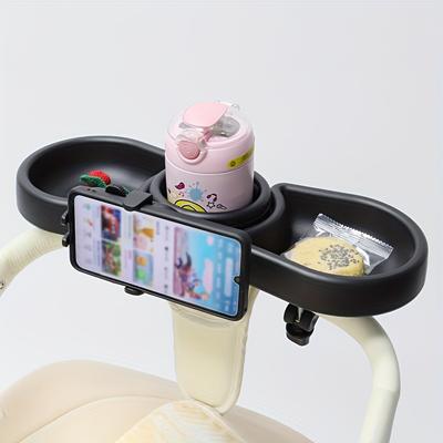 3-in-1-Kinderwagentablett mit Getränkehalter, Telefonfach und Snackfach – Robustes ABS-Material, sichere, doppelte, rutschfeste Griffe – Geeignet für Kinder im Alter von 0–3 Jahren