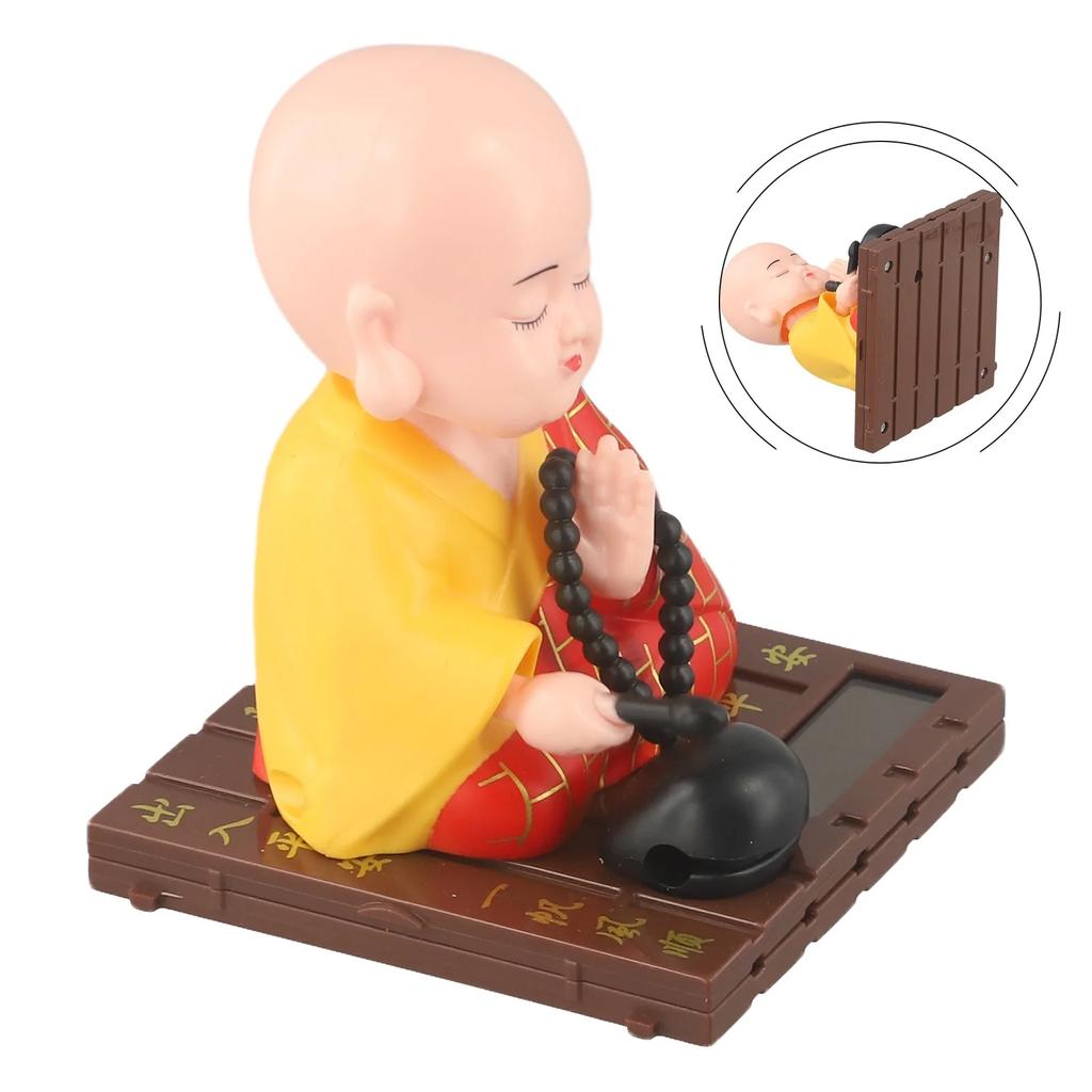 Solar Little Monk Creative Home Car Ornaments Dashboard Decoration Toys Chinese Style Buddhism Lucky Ornament Accessories ABS