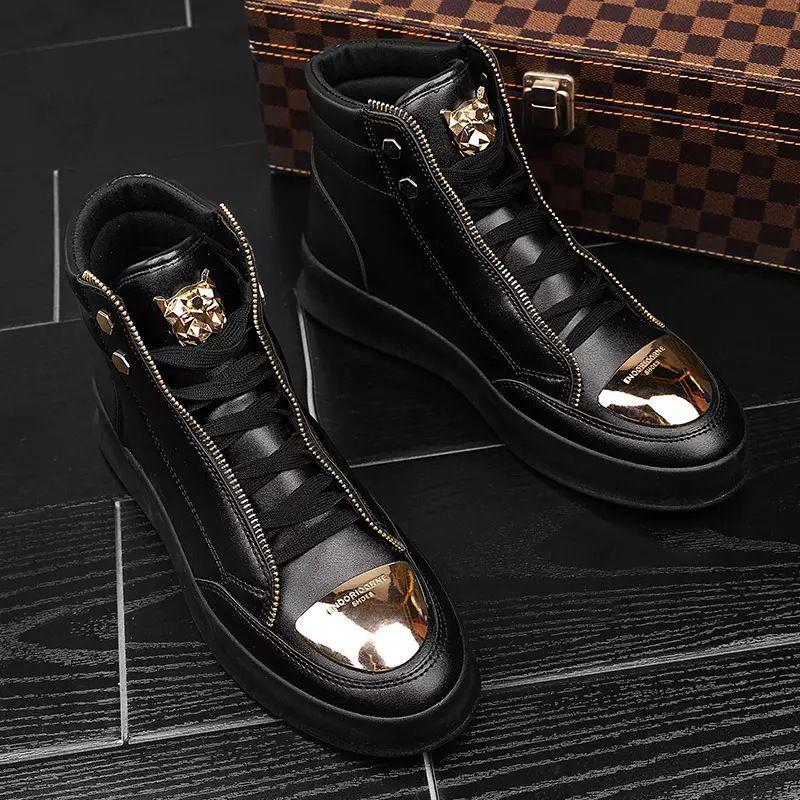 2025 Autumn/Winter Men's High-Top Martin Boots Leather Sneakers Korean Style Casual Street Dance Trend