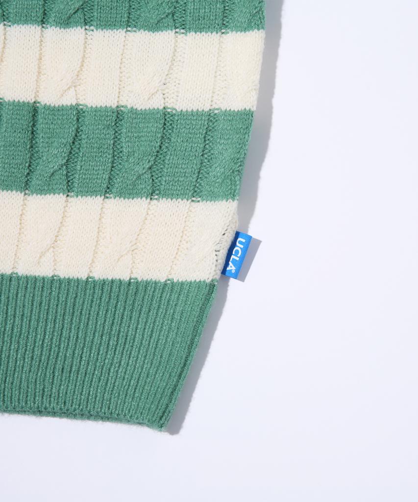 UCLA Women'S Striped Cable Knit Sweater [Green] (Ub1Lk51)