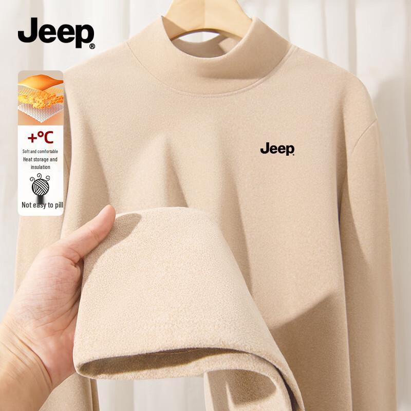 JEEP Men s Fleece-Lined Mock Neck Long Sleeve Thermal T-Shirt 4XL