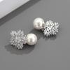 Personality Inlaid Zircon Snowflake Pearl Stud Earrings, High Sense Fashion Temperament Earrings, Female Celebrity Light Luxury Style Versatile