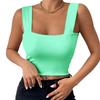 Basic Crop Tops for Women Square Collar Low Back Sleeveless Short Tank Top Solid Color Stretchy Bodycon Sexy Backless T Shirt