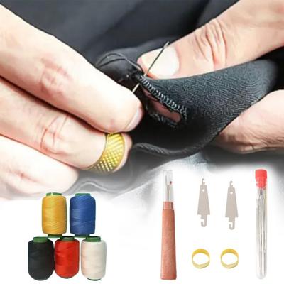 Big Eye Steel Needles Set Hand Sewing Kit Needles with Protective Case Threads Thimbles Threaders