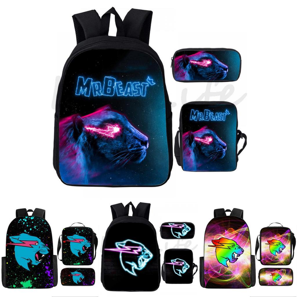 Mr Beast Lightning Cat Kids Book Bag With Durable Fabric And Fun Print For School Use
