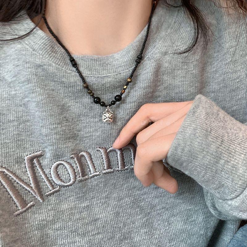 Lion Dancing Beaded Necklace Women's Retro Versatile Clavicle Chain Design Sense Niche Ethnic Style Sweater Chain
