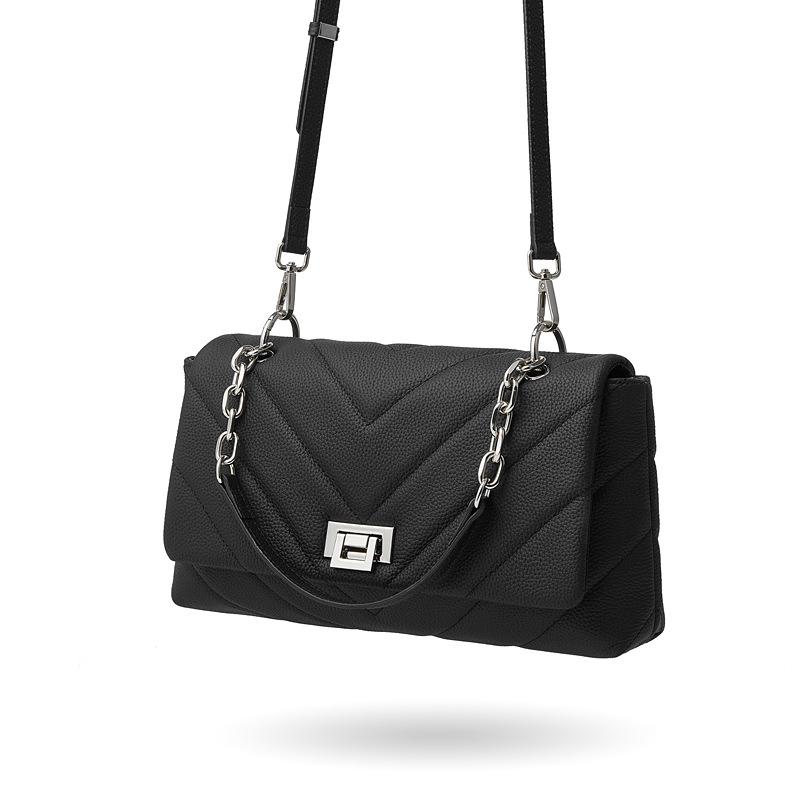 Top Layer Cowhide Bag for Women New Genuine Leather Women's Bag Natural Leather Texture Small Style Chain Bag Shoulder Bag Crossbody Bag