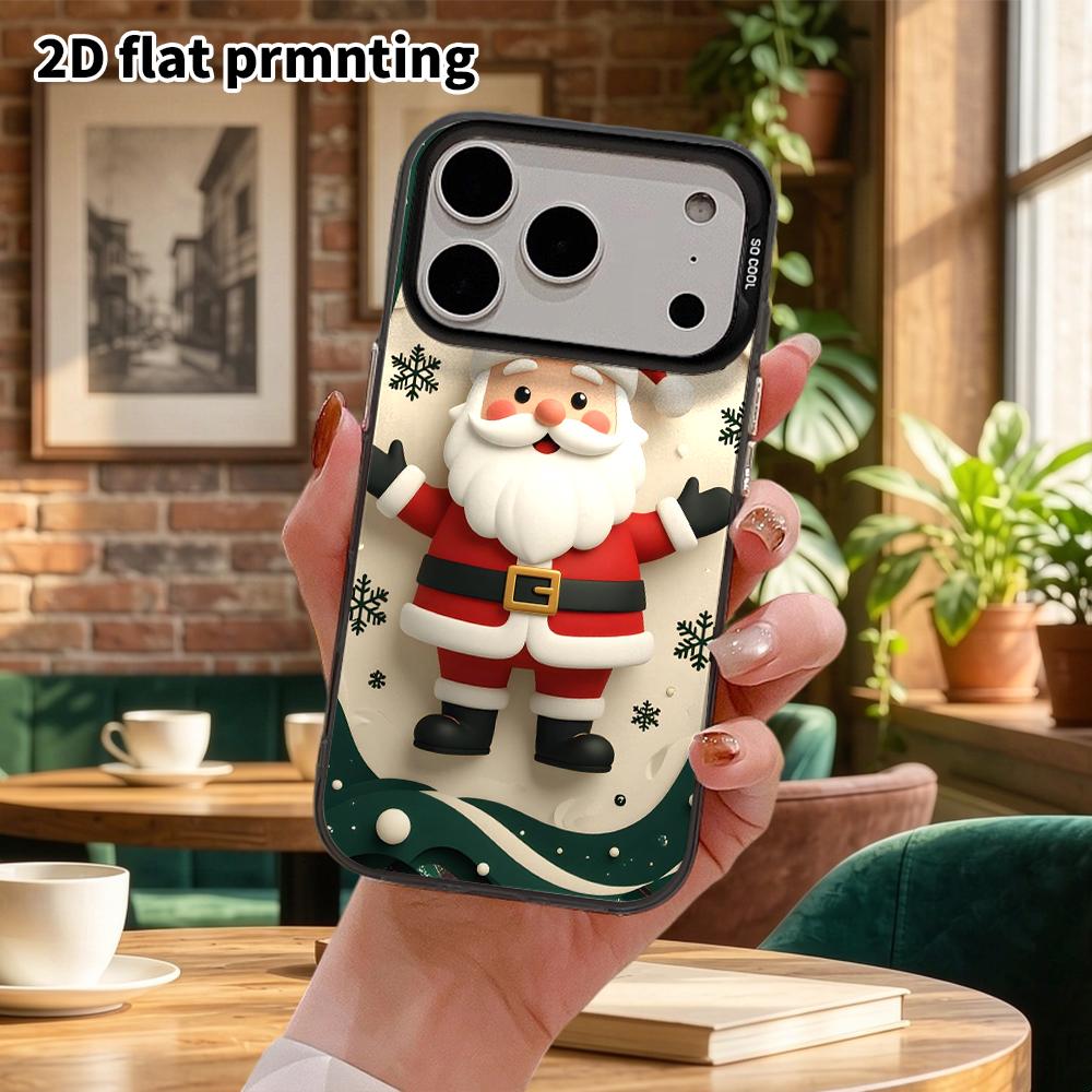 Phone Case: 2D Flat Design for iPhone 13 Pro To 18, Rainbow Silver Color, Couple Style, Simple Red Background Poster, Christmas and Halloween Gifts