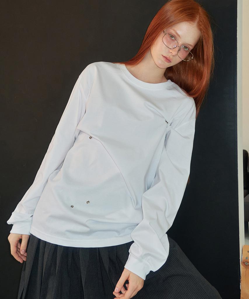 Lense Snap Button Oversize Tee White