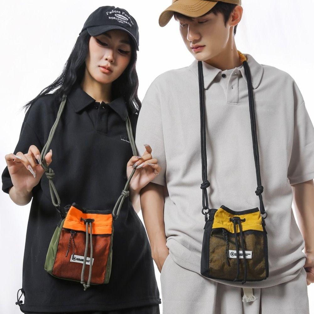 Plisovaná pánská taška messenger čtvercová mini kabelka všestranná stahovací crossbody taška mobilní telefon