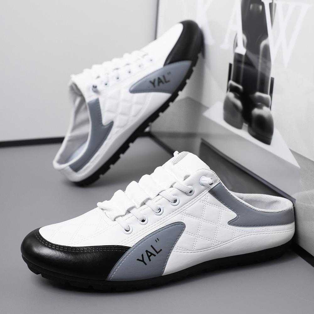 Men's Shoes Summer Korean Version Versatile Low-top Breathable Casual Shoes Half-tray Lazy Shoes One Pedal Doudou Shoes