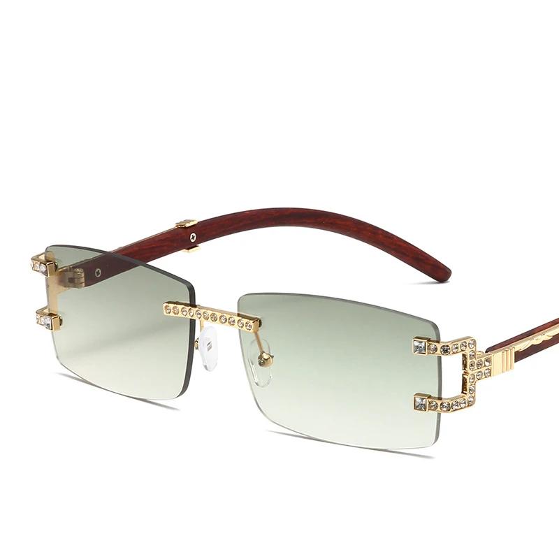 Rimless Diamond Square Sunglasses Women For Men Female Luxury Brand Designer Sun Glasses Vintage Small Frame Punk Shades Uv400