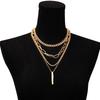 Geometric Alloy Necklace Set With Layered Chains For Unisex Fashion Accessory
