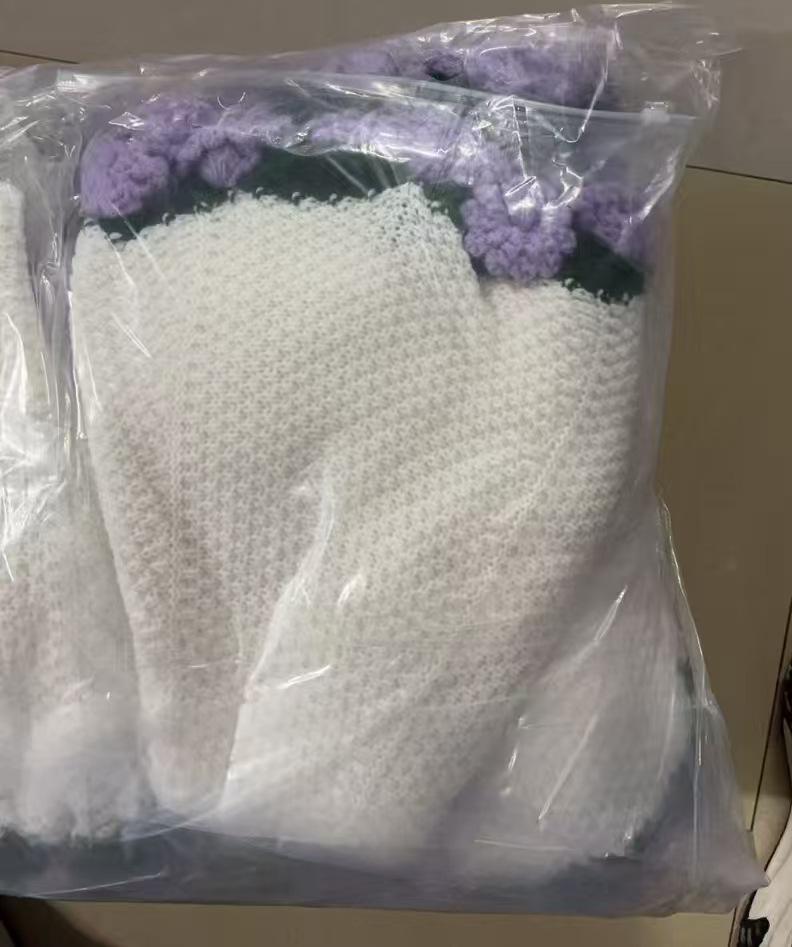 Hand-Knitted Rose Bouquet Crochet Blanket Shawl