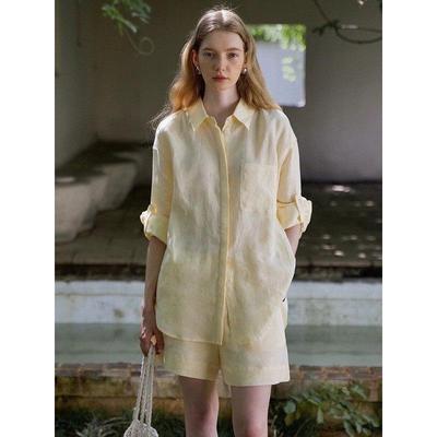 COUNTOME Relaxed Full Linen Oversized Summer Set: Shirt & Shorts