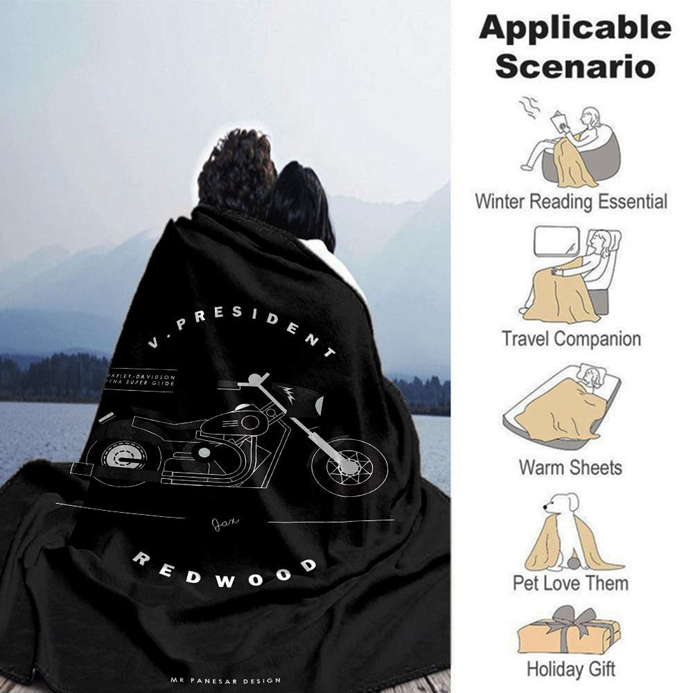 1pc Motorcycle Redwood Soft Flannel All Season Throw for Home, Office, Outdoor UseDurable Comfort Soft Warm Throw for Home