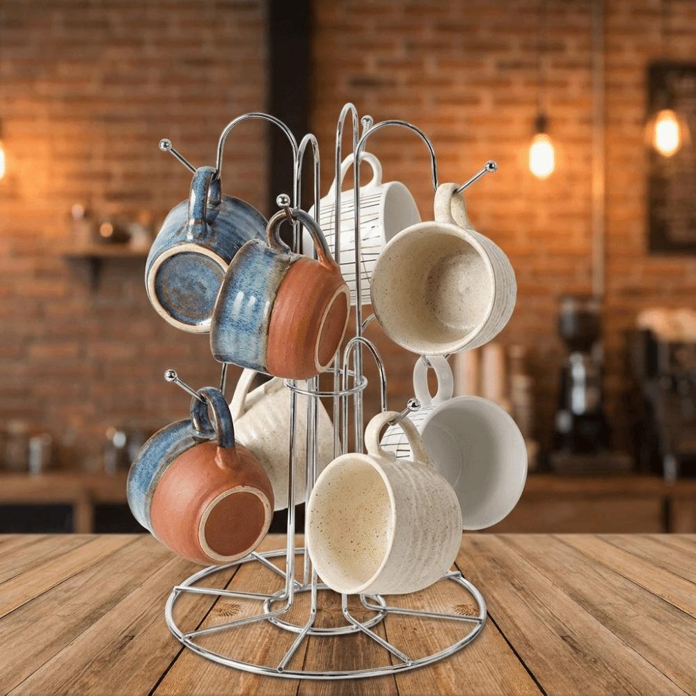 Fine Workmanship Tea Cup Storage Rack Silver Coffee Mugs Storage Rack Cup Drying Rack Desktop