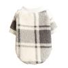 Pet Clothes Small Medium Dog Autumn And Winter Plush Hoodie Gray Plaid Costume Kitten Round Neck Clothes Comfortable Sweatshirt