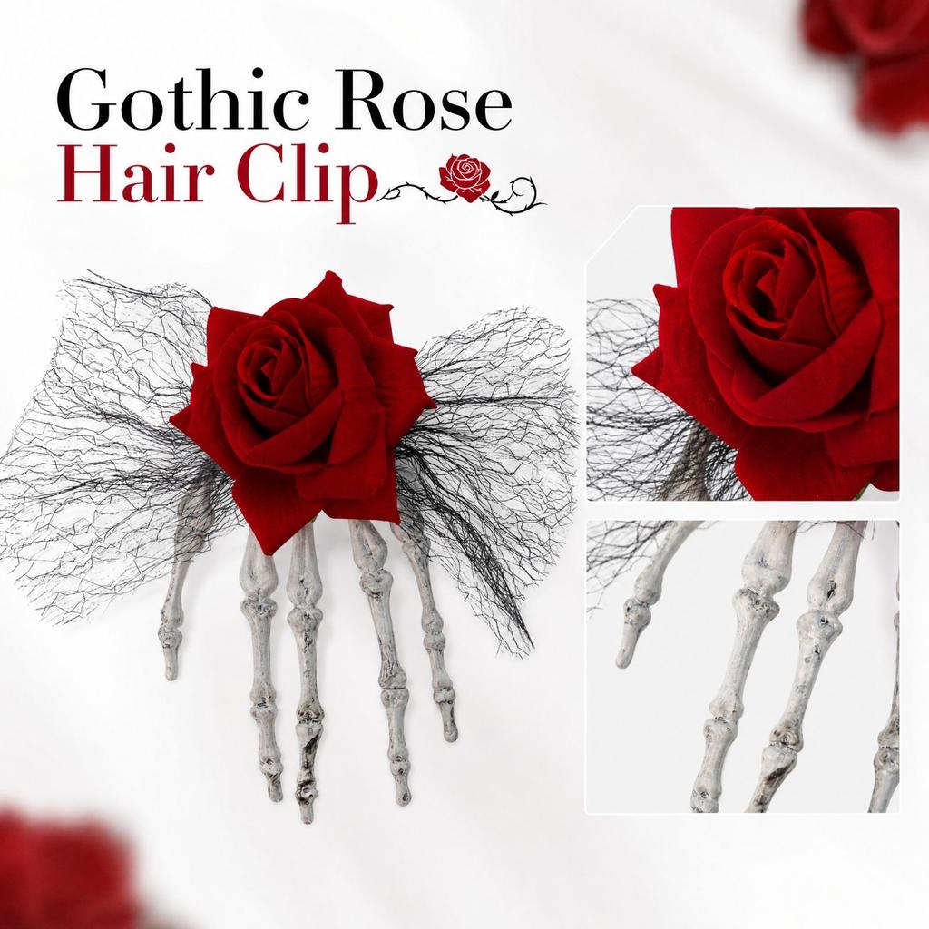 Halloween Skeleton Hand, Vintage Large Rose Lace Hand for Women