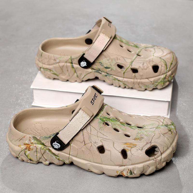 

Sandals men s new summer outer slippers dual-purpose sandals household non-slip beach garden hole shoes 47 хаки