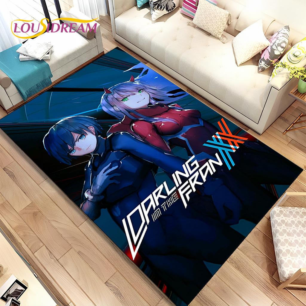 Alfombra de área de anime Zero Two DARLING In The FRANXX, Alfombra para sala de estar, dormitorio, sofá, felpudo de decoración, Alfombra de suelo antideslizante para niños