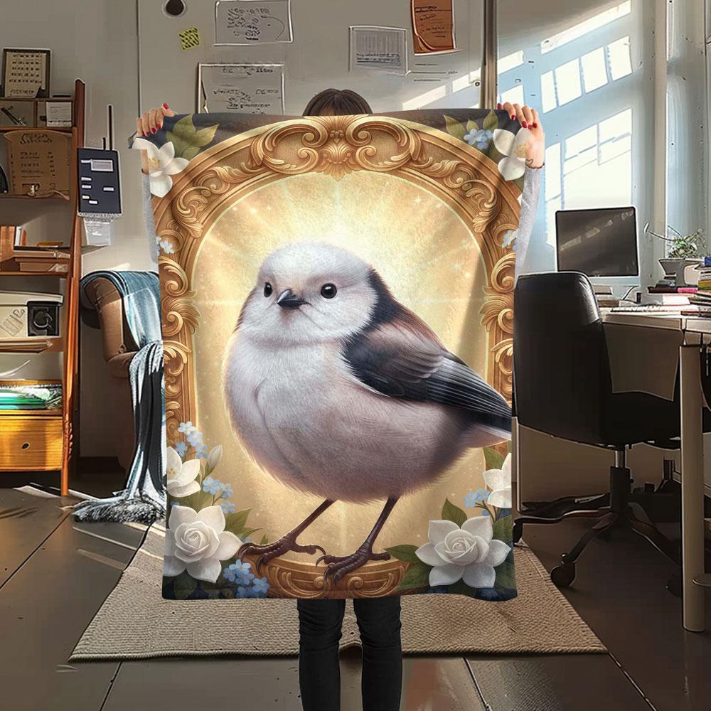 1Pc SacredBird Print Flannel Blanket, High quality Comfortable for All Seasons, Home Decor, Warmth and Comfort, Perfect for Christmas Gifts