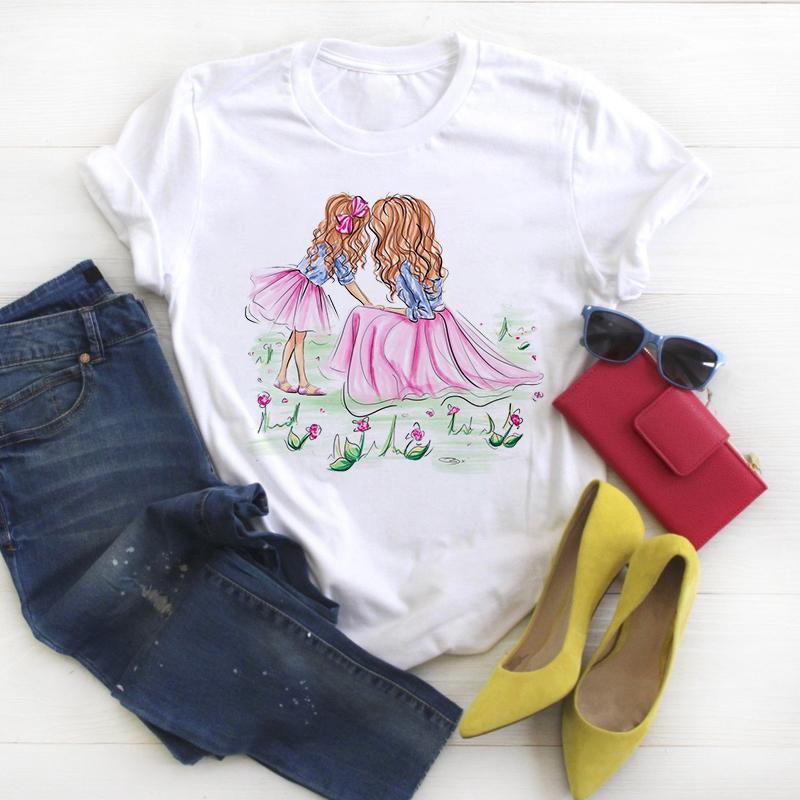 New Arrival Funny Round Neck Tshirt Women Simple T-Shirt Cartoons Short-Sleeve New Tee Basic T Shirt Ladies Top Female Summer