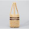 Borsa Secchiello Fatta a Mano con Perline e Striscia a Contrasto Stile Boho Leggera Intreccio di Perline di Legno Borsa a Mano per Pendolarismo Quotidiano Viaggio in Spiaggia