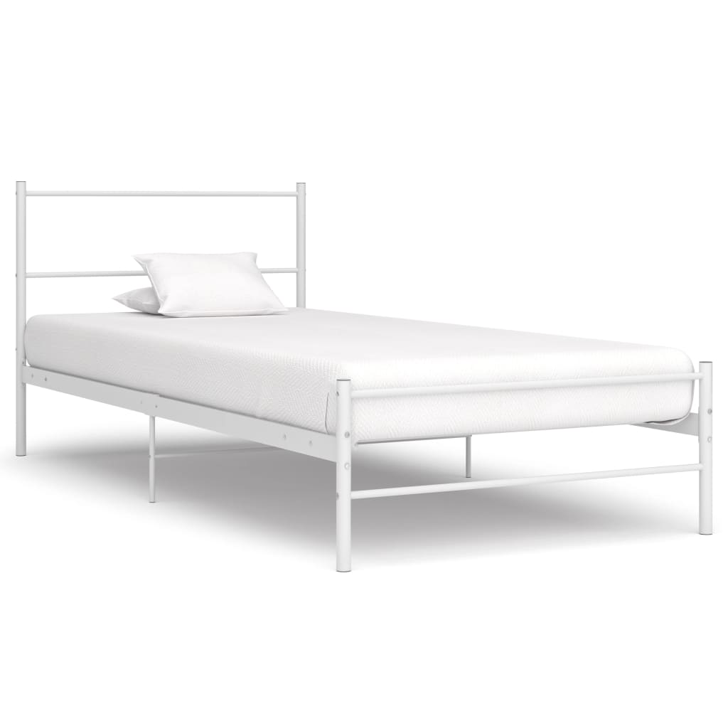 Single Bed White Metal 90 x 200 cm