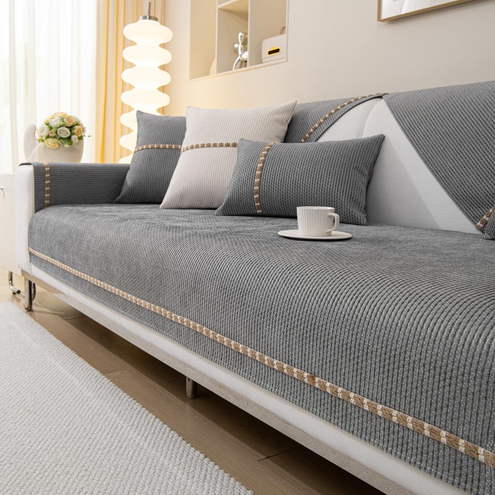 

Autumn And Winter New Chenille Sofa Cushion Non-Slip Seat Cushion All-Inclusive Universal Leather Sofa Cover Four-Season Universal Cover 70*70cm серый