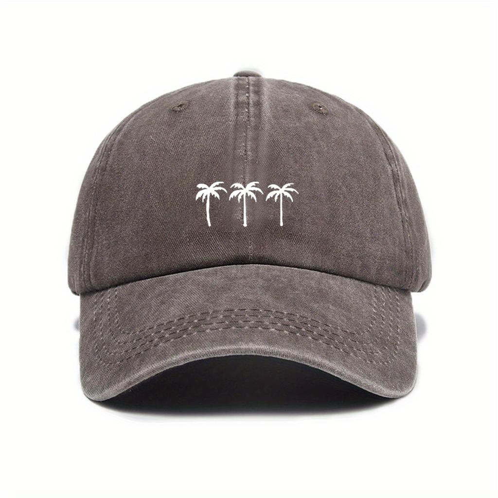 Coconut Tree Printed Baseball Cap with Simple and Cute Style Suitable for Vacation Travel and Casual Hat Fashion