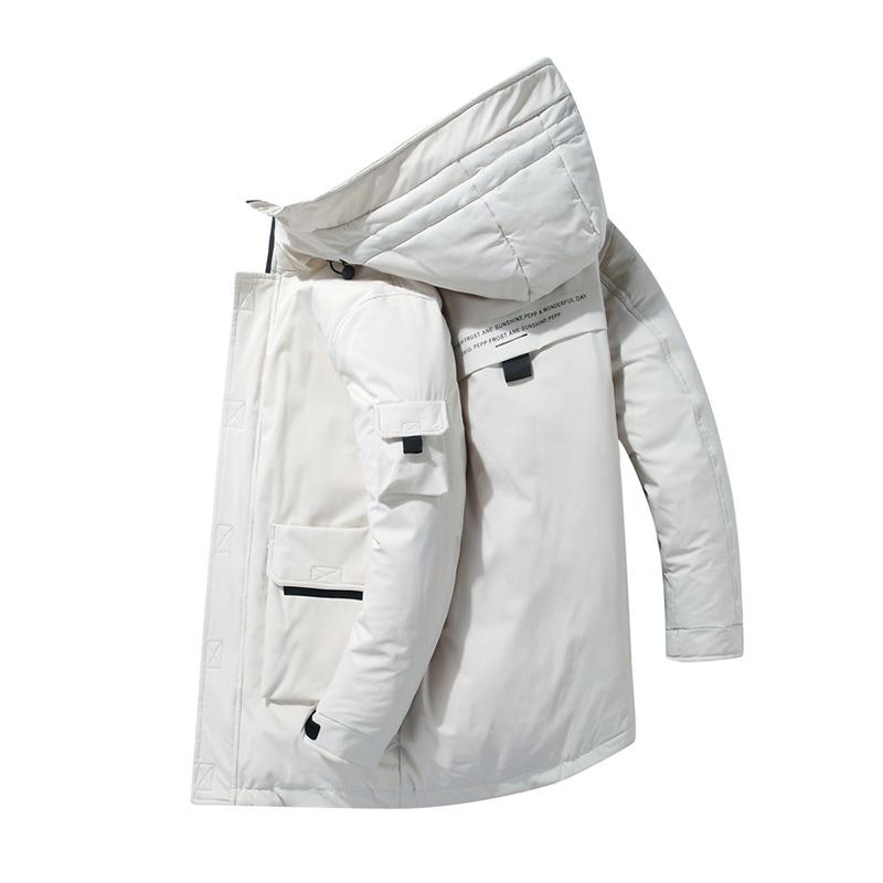 Men's Winter Hooded Cotton Coat - Thickened Mid-Length Casual Jacket for Work or School