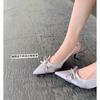 Temperament high-heeled French new bag head, bow tip 2025 rear empty temperament women's single shoes, light-mouth sandals