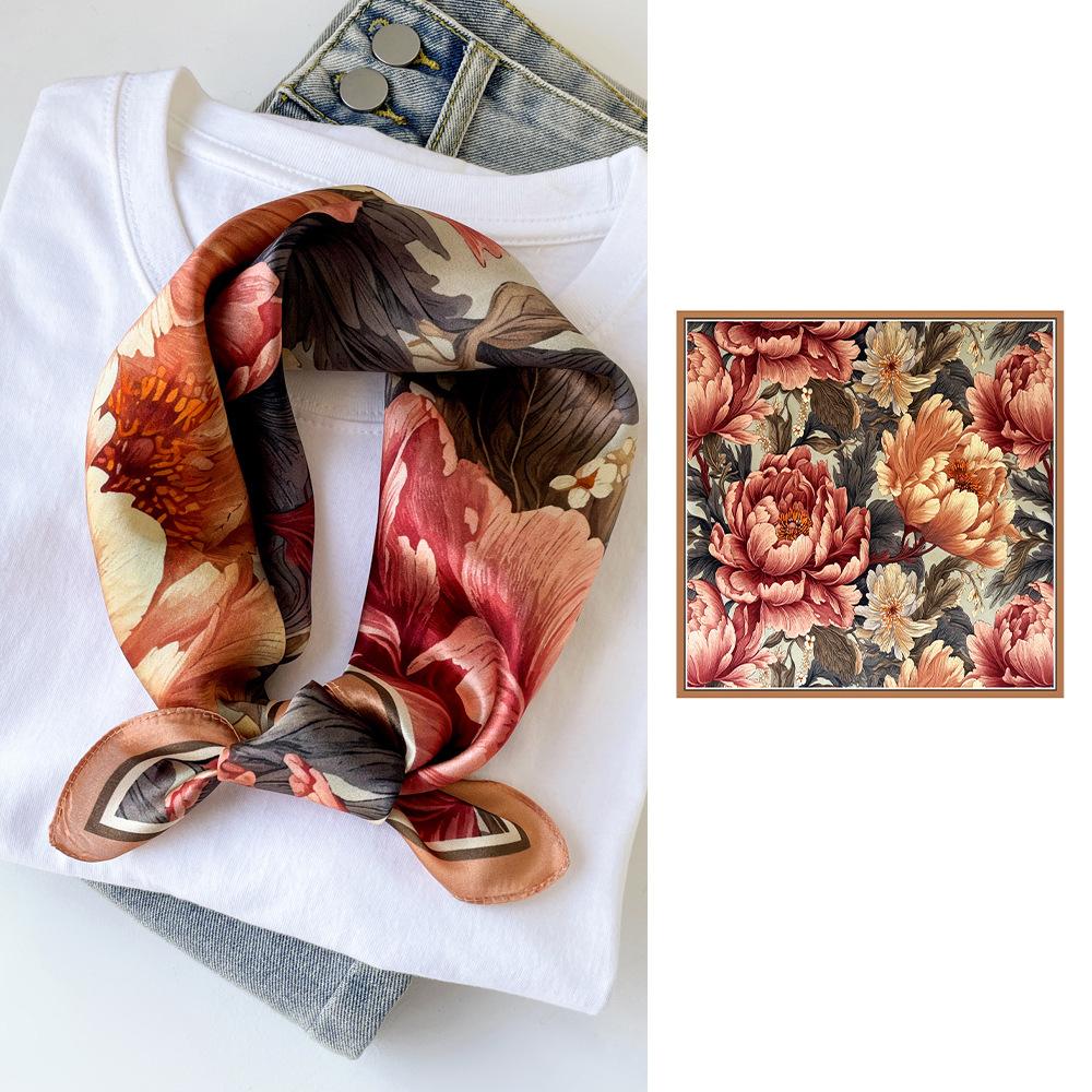 Seidentuch klein quadratisch Damen Nationalstil bedruckt Maulbeerseide Tuch quadratisches Tuch Seide schlicht Kreppsatin Seidentuch