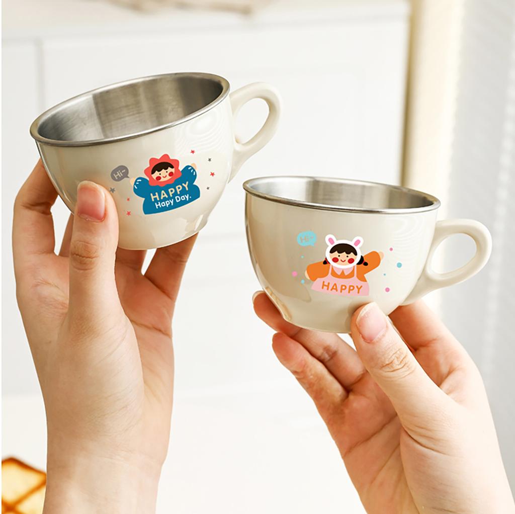 170ML Removable Double-layer Children Mug 304 Stainless Steel Drinking Cup With Handle Heat-resistant Mini Cute Milk Coffee Cup