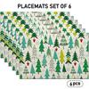4/6pcs, Christmas Themed Colorful Christmas Tree And Snowflake Pattern Placemats, Suitable for Holiday Table Settings, Family Gatherings And Party Dec