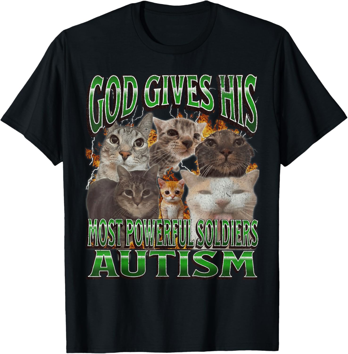 Novelty Meme God Gives His Most Powerful Autism Cat T Shirts Tee Women Unisex Cotton Summer Oversized Cats Lovers Gift Short Sleeve S