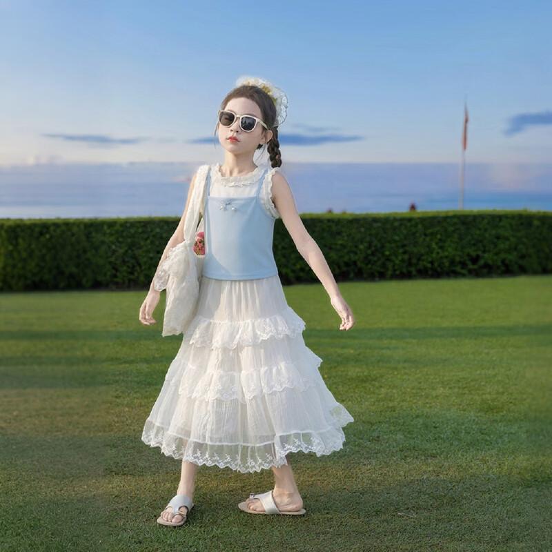 Girls Sweet Faux Two-Piece Tank Top 130