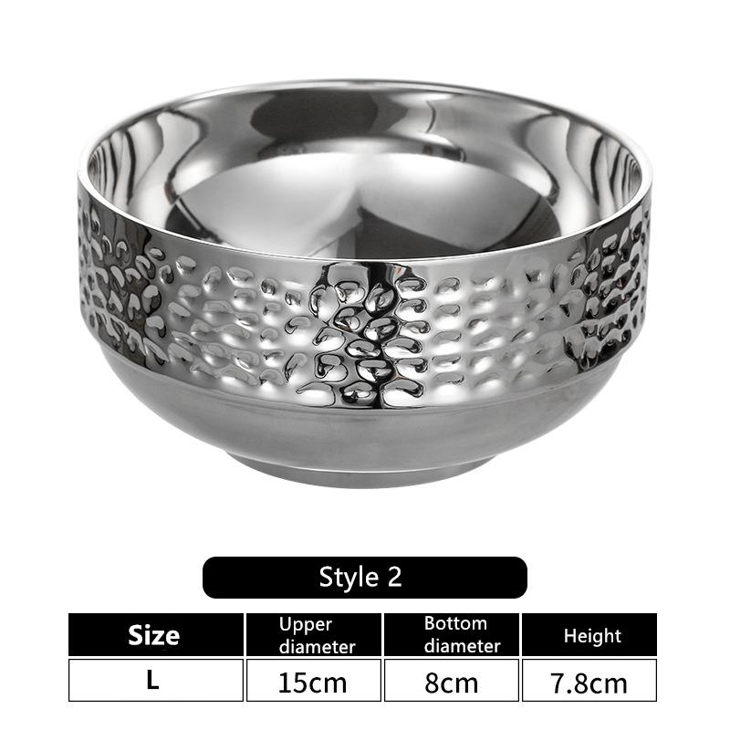 304 matskål i rustfritt stål Risgryte Nudelfat Gylden dobbeltlags varmeisolering Husholdnings Ramen Frutero