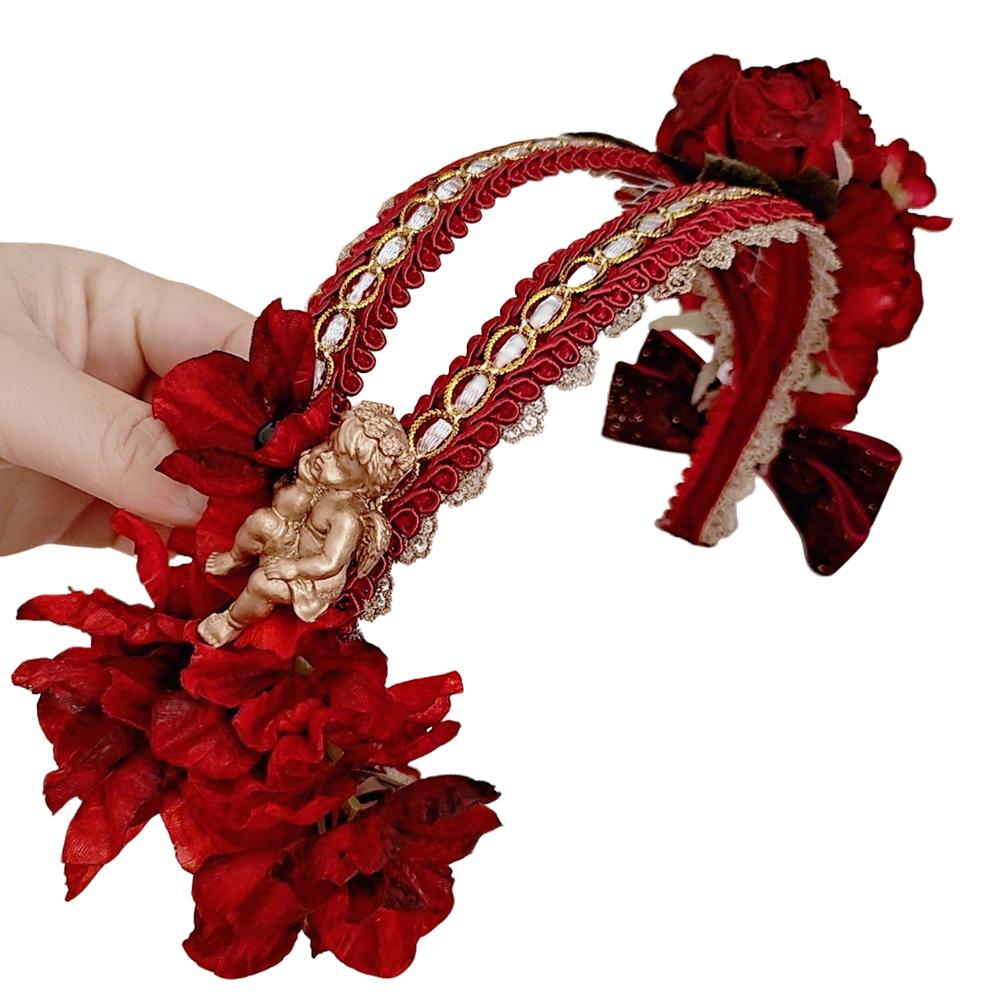 

Rose Flower Halo Crown Gothic Fairy Floral Crown Wedding Headpiece Bridal Headband for Woman Halloween Costume Photo Shoot Props красный