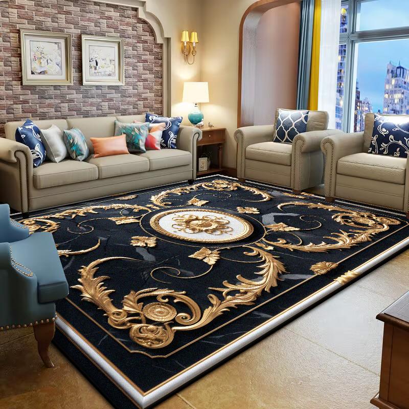 Modern Gold Bedroom Carpet Washable room decoration Light Luxury Large Room Rugs Non-slip Lounge Rug Parlor Coffee Tables Mat