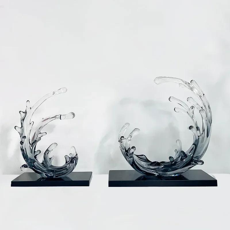 Feng Shui Wealth Energy Water Wave with Purple Pearl Resin Home Decorational Office(Including Display Base)