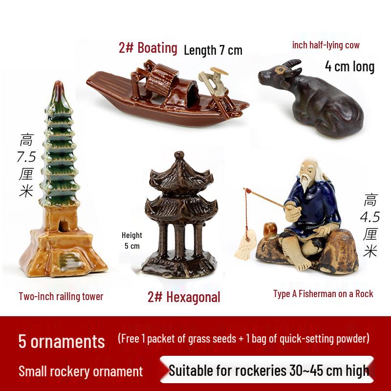 Rocalla de Piedra de Montaña Cerámica para Estanques de Peces, Decoraciones de Bonsái - Adornos de Paisaje para Patio.