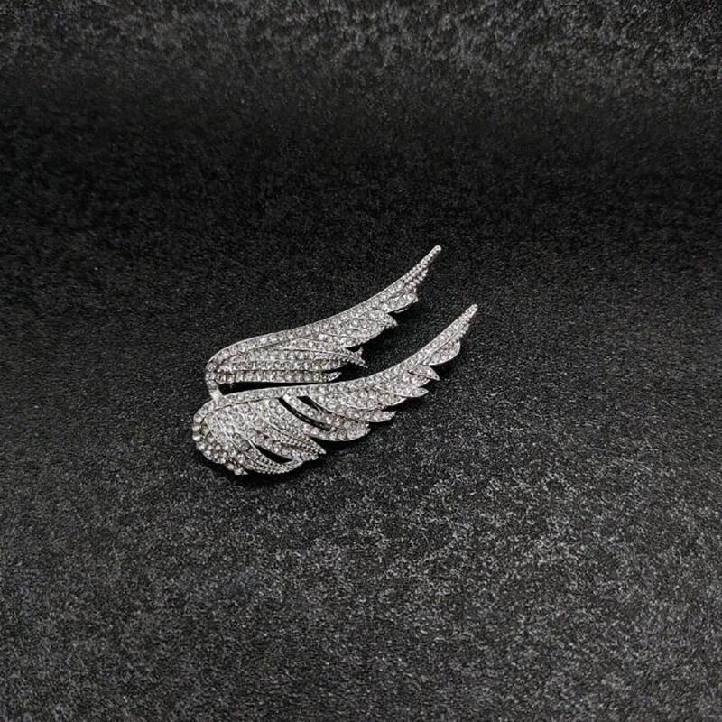 Изысканные броши «Крылья ангела» с бриллиантами, персонализированная высококачественная перьевая корсажная брошь, роскошные булавки, аксессуары для одежды, подарки серебряный