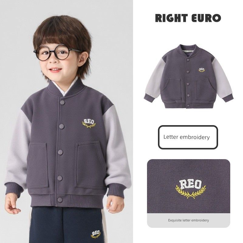 Right European Style Boys' R Series Jacket, Classic College Style Baseball Uniform, New Autumn Children's Clothing, Toddler Top, Trendy