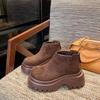 Martin Boots Women's Autumn New Muffin Thick-soled Thick-heeled Big Yellow Boots Spice Girls Locomotive Short Boots